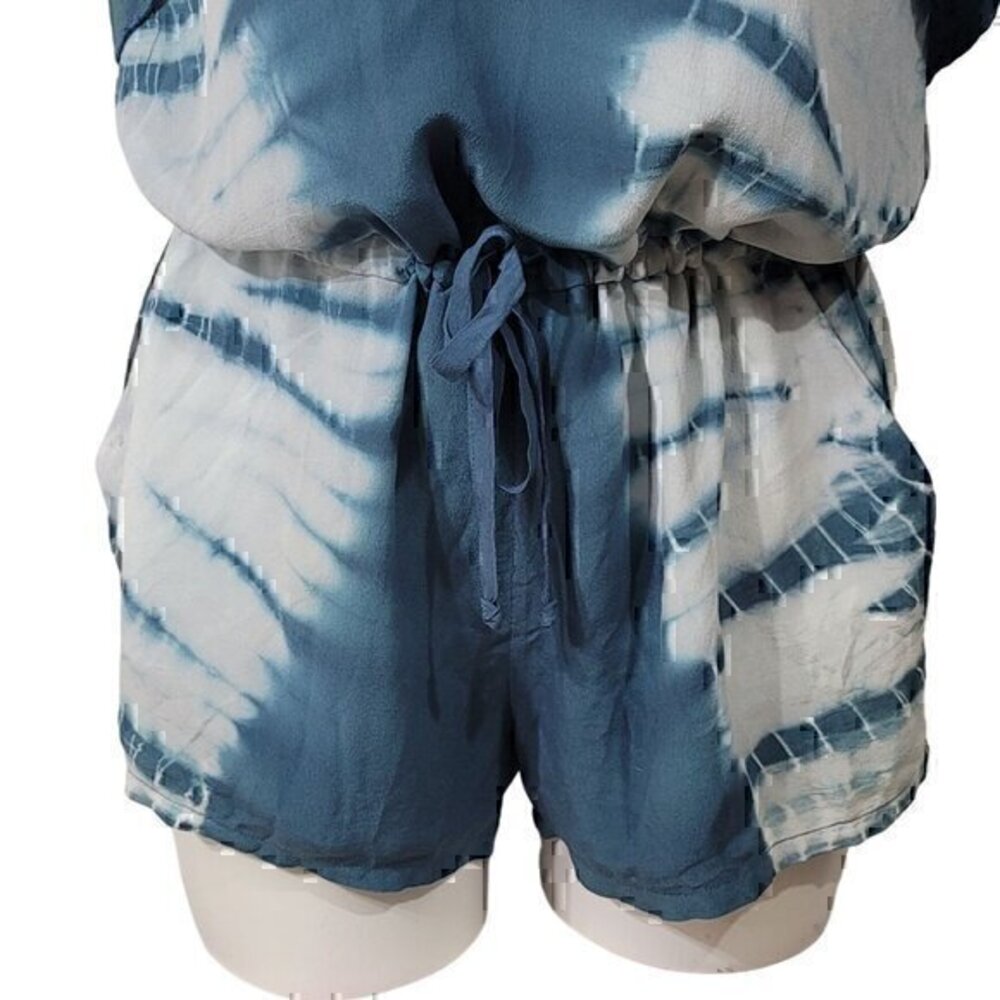 Chaser Silk Romper L Blue Tie Dye - Picture 3 of 10